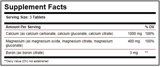 Solgar Calcium Magnesium Boron Ingredients